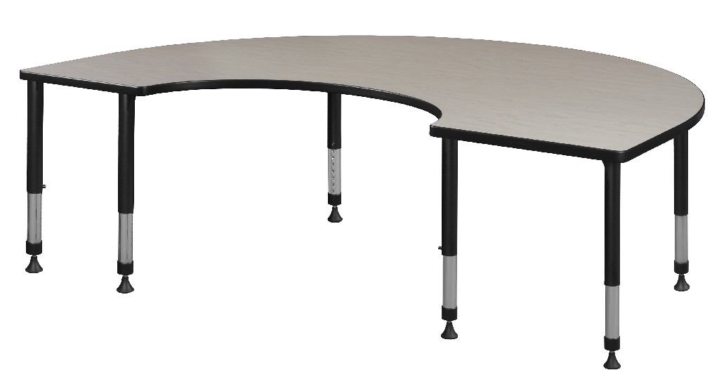 72" X 48" Kidney Shaped Height Adjustable Classroom Table In Maple - Regency Mtky7248plapbk