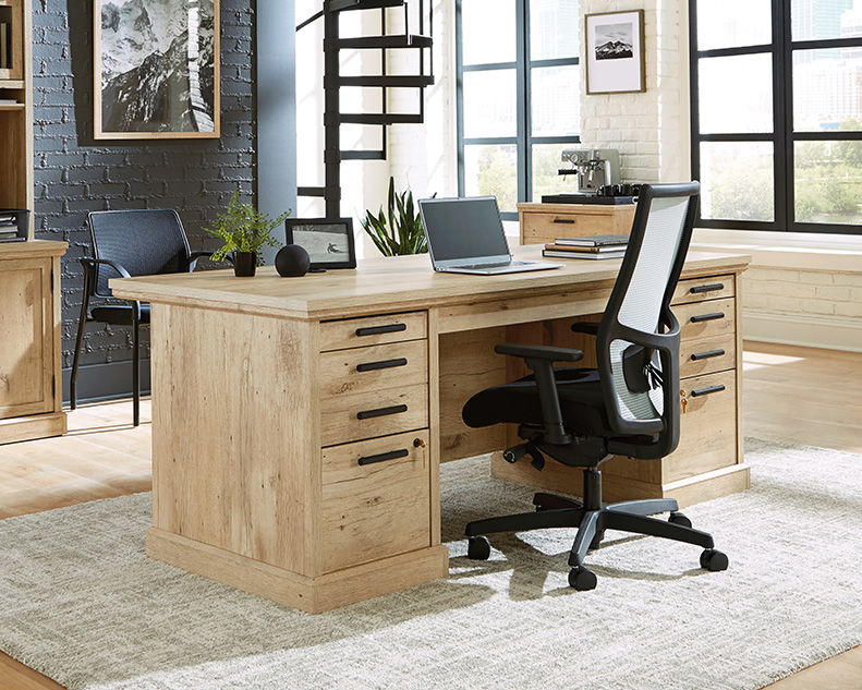 Executive Desk Storage Oak Sauder