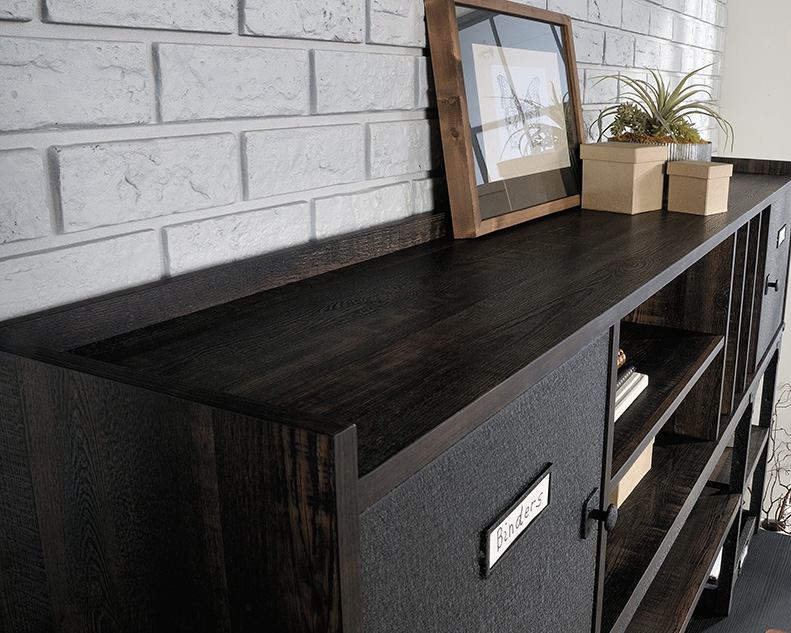 Foundry Road 72&quot; Commercial Desk Hutch in Carbon Oak - Sauder 428160