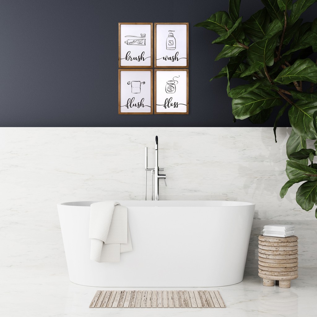 Stratton Home Decor Brush, Wash, Flush, and Floss High Gloss Bathroom Wall Art Set - Stratton Home DÃ©cor S43987