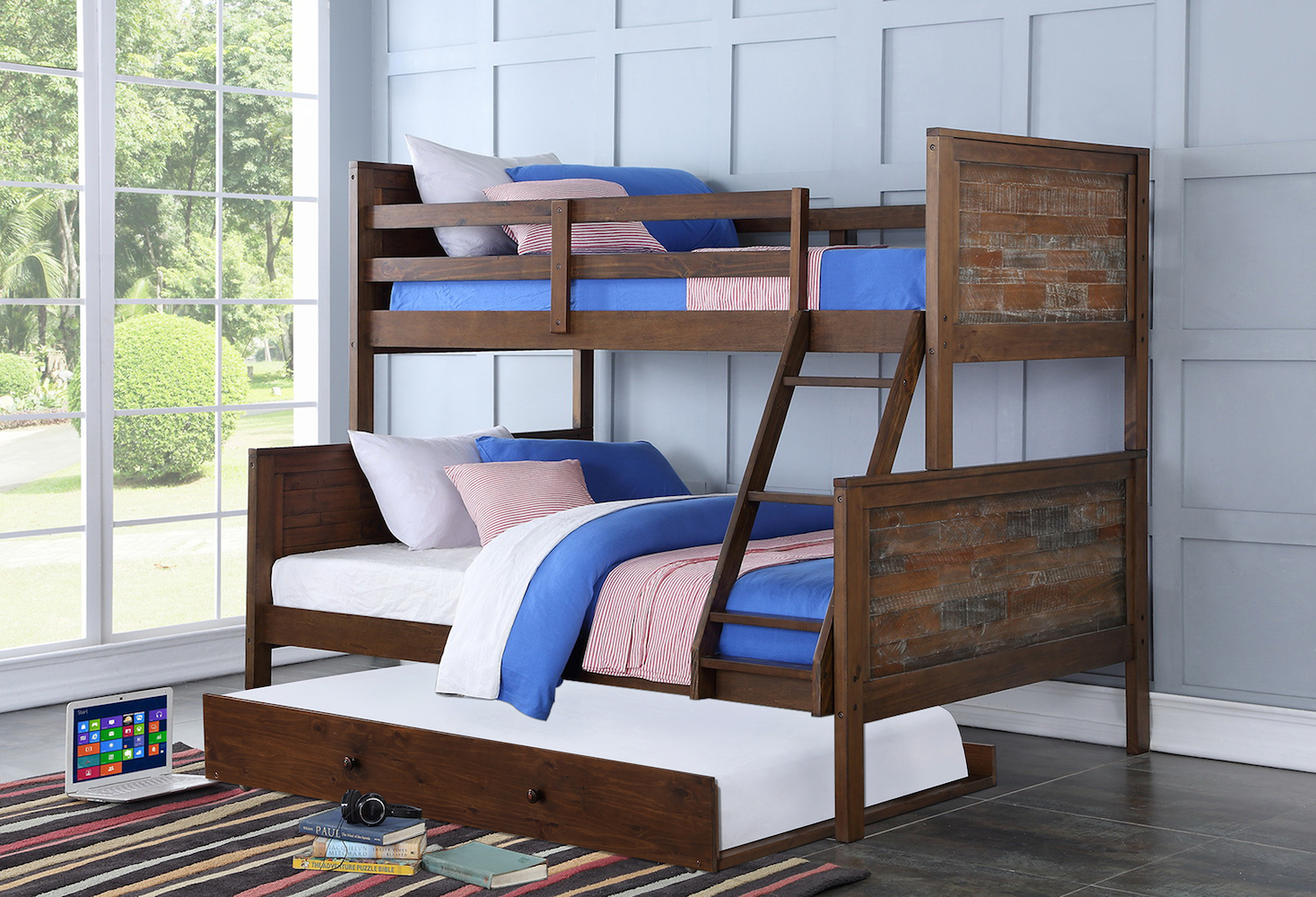 Donco Kids Furniture Twin Bunk Bed Twin Trundle