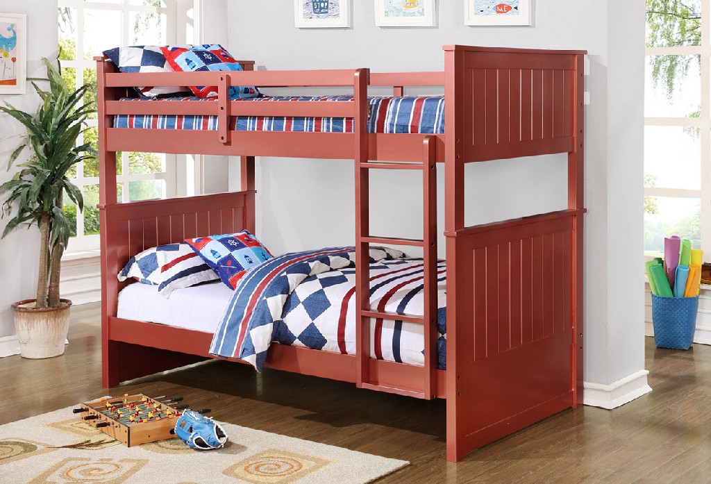 Bora Red Twin Over Twin Bunkbed - Myco 9085-rd