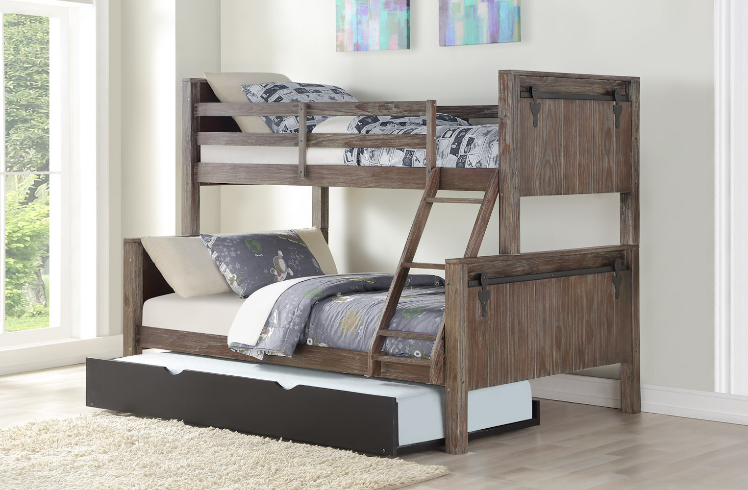 Donco Kids Furniture Twin Bunkbed Trundle Bed
