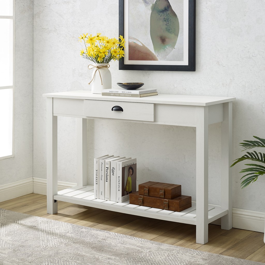Image of 48" Country Style Entry Table - Brushed White - Walker Edison AF48CYETBRW