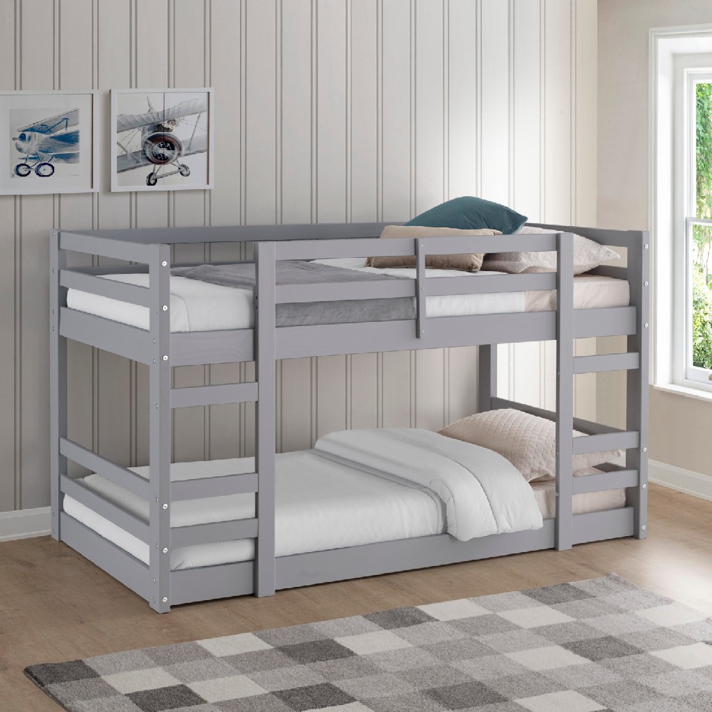 Low Wood Twin Bunk Bed In Grey - Walker Edison Bwjrtotgy