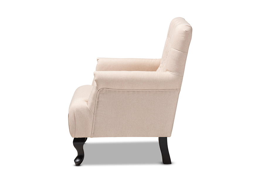 Baxton Studio Belan Classic and Traditional Beige Fabric Upholstered Button Tufted Armchair - 1811-Beige-CC - Armchairs
