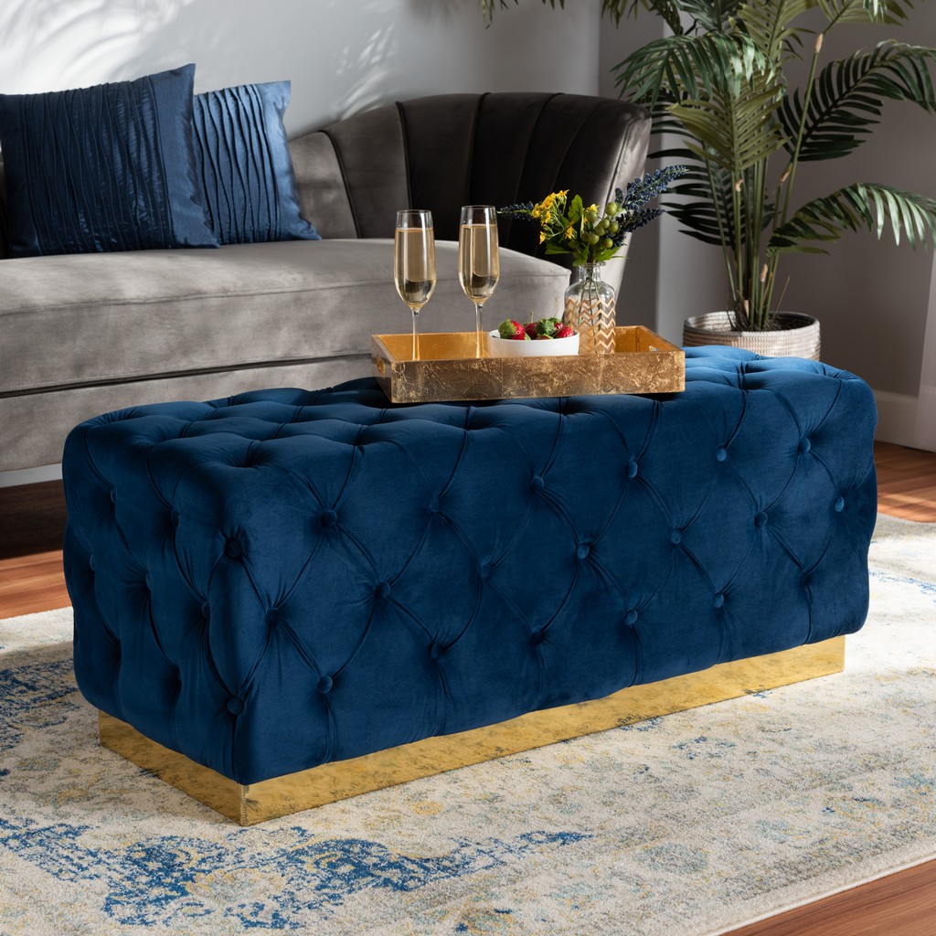 Wholesale | Upholster | Ottoman | Leather | Fabric | Velvet | Navy | Gold | Blue