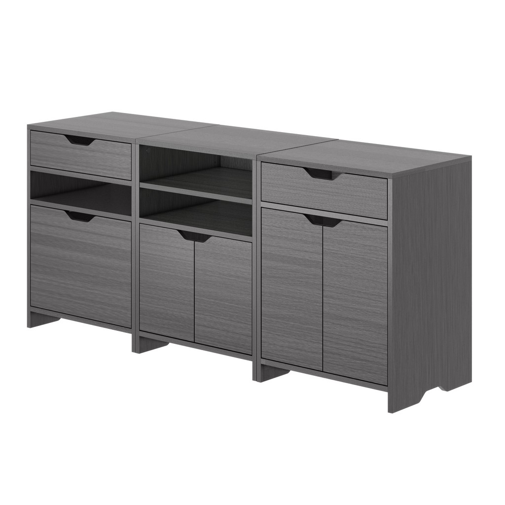 Nova 3-Pc Storage Cabinet Set, Charcoal â€“ Winsome Wood 16333
