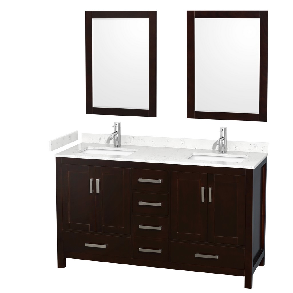 Wyndham Furniture Double Bathroom Vanity Square Sink Mirrors