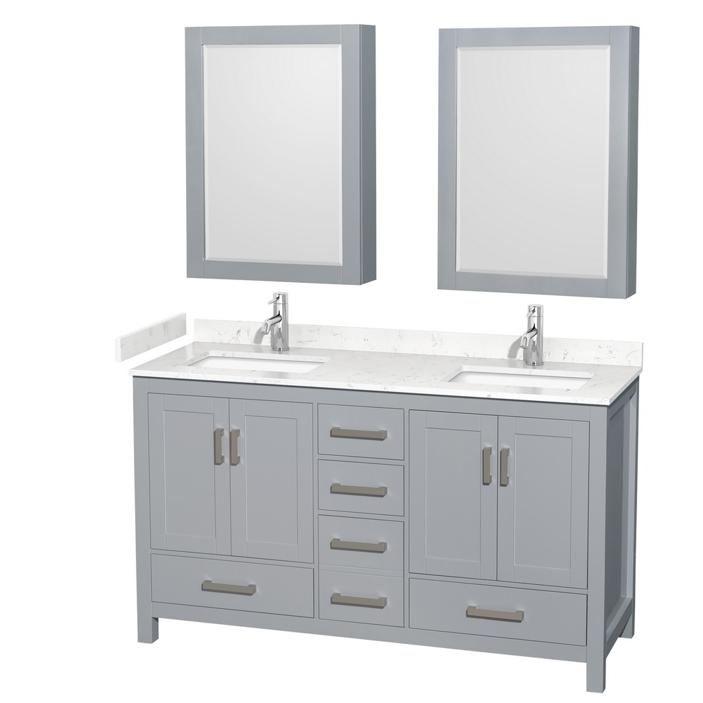 Wyndham Double Bathroom Vanity Square Sink Medicine Cabinets