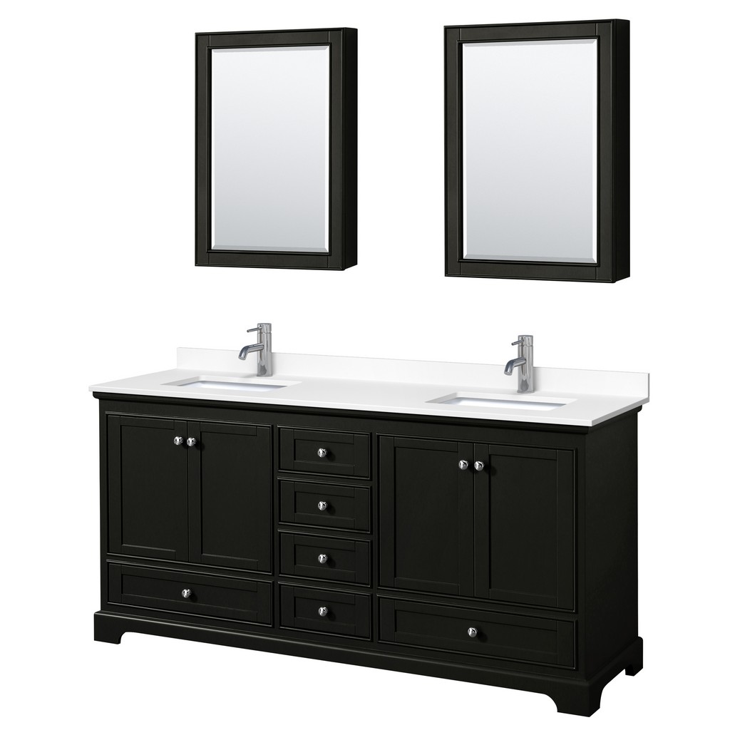 Bathroom | Wyndham | Cabinet | Marble | Vanity | Double | Square | White | Dark