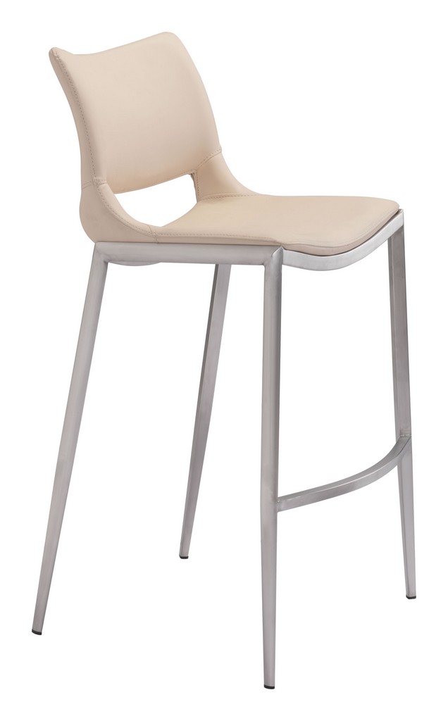 Ace Bar Chair (Set of 2) Light Pink &amp; Silver - Zuo Modern 101285