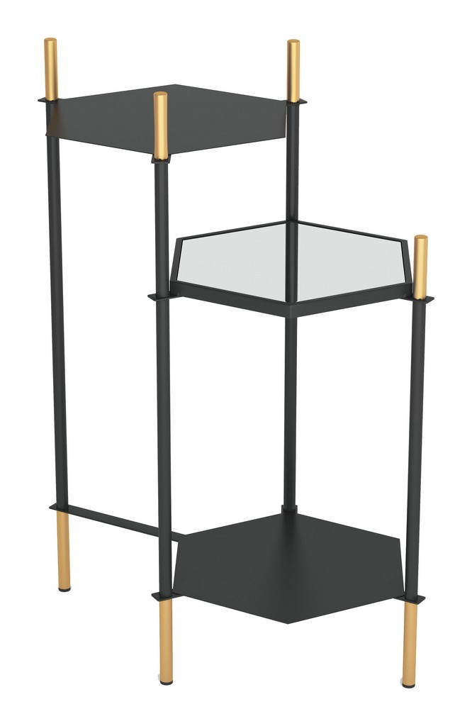 William Side Table Gold &amp; Black - Zuo Modern 101467