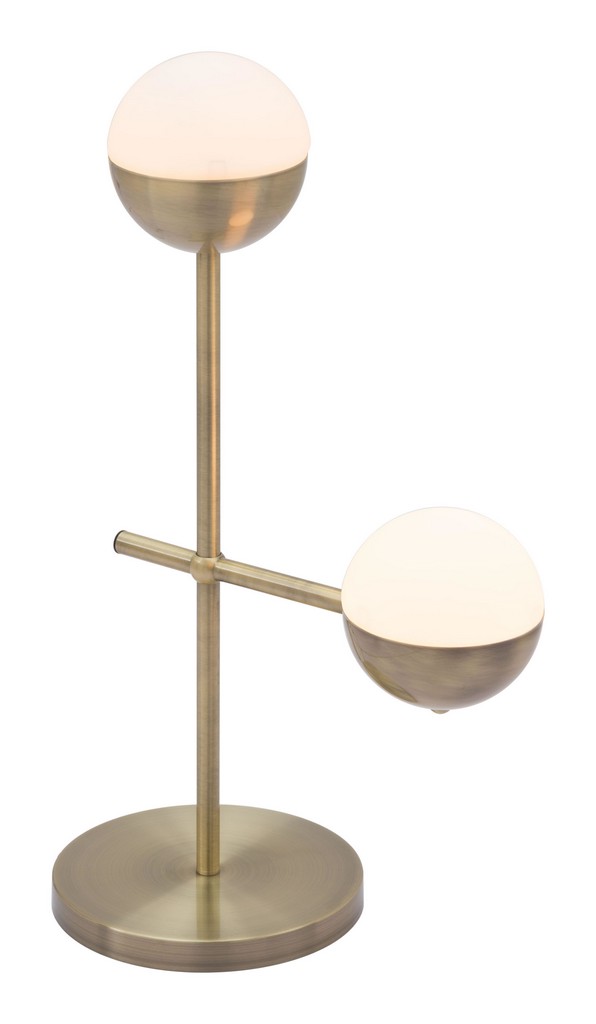 Waterloo Table Lamp White &amp; Brushed Bronze - Zuo Modern 56050