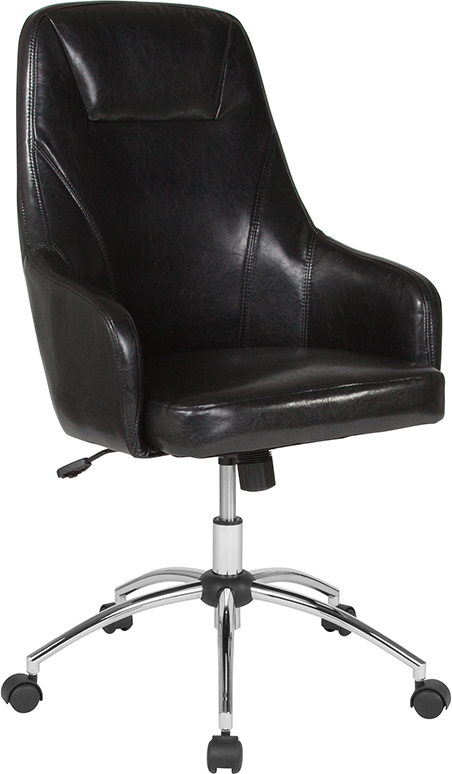 Rennes Home And Office Upholstered High Back Chair In Black Leather - Flash Furniture Bt-90509h-blk-gg