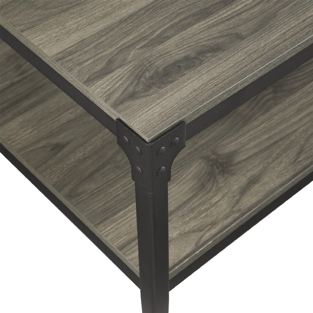 46 Urban Industrial Angle Iron Wood Coffee Table In Slate Grey Walker Edison C46aictsg
