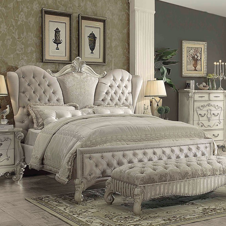 California King Bed Velvet White Acme