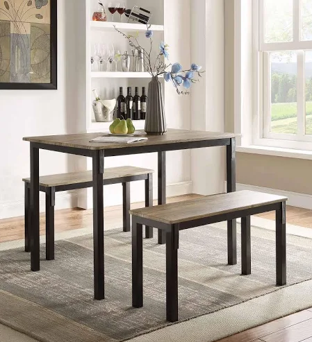 Tool Less Boltzero Dining Table W/ 2 Benches - 4d Concepts 159956