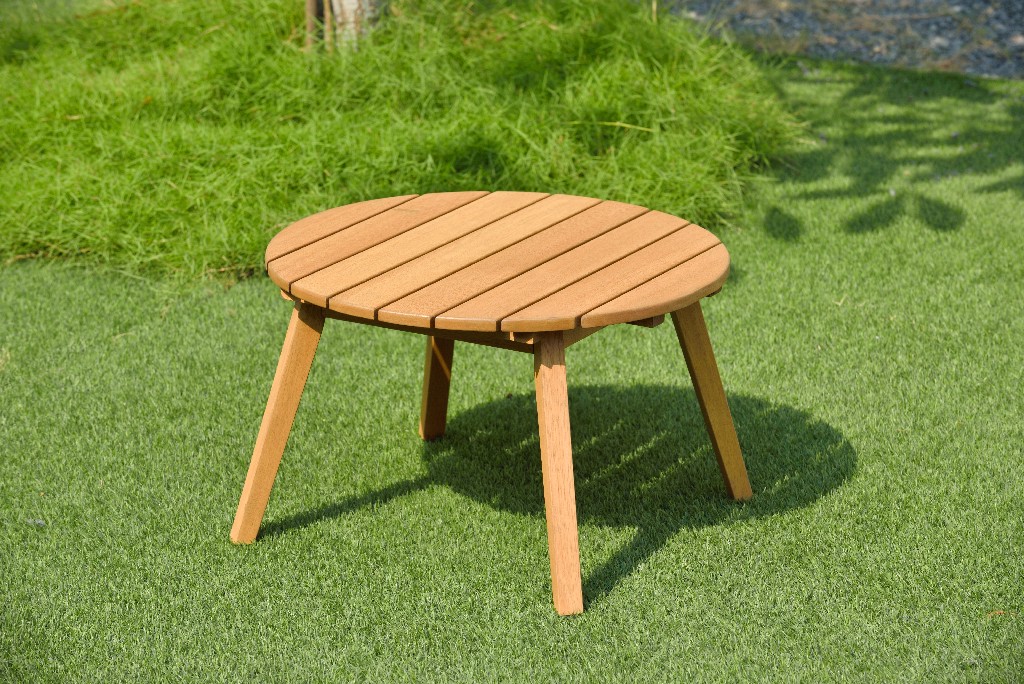 Amazonia Ashland Patio Round Side Table / Durable Eucalyptus W/ Teak Finish / Ideal For Indoors & Outdoors - International Home Cheshire_round_lot