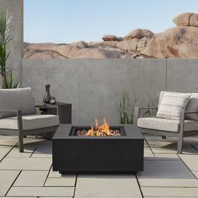 Real Flame Aegean Square Propane Fire Table in Black With Natural Gas Conversion Kit - Real Flame C9812LP-BLK