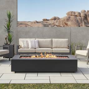 Real Flame Aegean 70" Rectangle Propane Fire Table in Black with Natural Gas Conversion Kit - Real Flame C9814LP-BLK