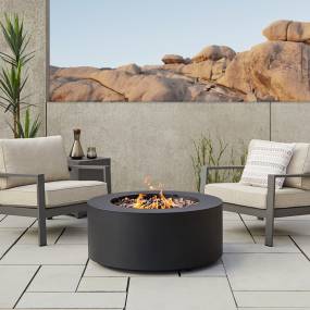 Aegean Round Propane Fire Table in Black with Natural Gas Conversion Kit by Real Flame - Real Flame C9815LP-BLK