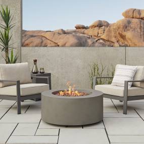 Aegean Round Propane Fire Table in Mist Gray with Natural Gas Conversion Kit by Real Flame - Real Flame C9815LP-MGRY