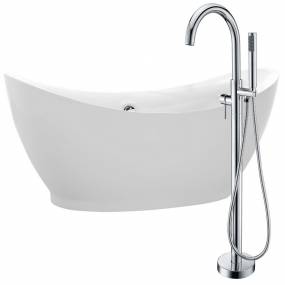 Reginald 68 in. Acrylic Soaking Bathtub in White with Kros Faucet in Polished Chrome - ANZZI FTAZ091-0025C