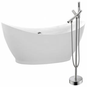 Reginald 68 in. Acrylic Soaking Bathtub in White with Havasu Faucet in Brushed Nickel - ANZZI FTAZ091-0042B