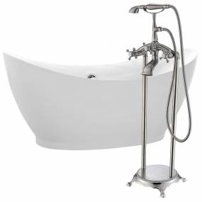 Reginald 68 in. Acrylic Soaking Bathtub in White with Tugela Faucet in Brushed Nickel - ANZZI FTAZ091-0052B