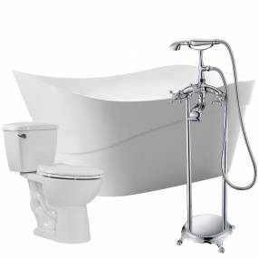 Kahl 67 in. Acrylic Flatbottom Non-Whirlpool Bathtub with Tugela Faucet and Cavalier 1.28 GPF Toilet - ANZZI FTAZ094-52C-63