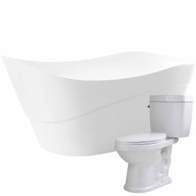 Kahl 67 in. Acrylic Flatbottom Non-Whirlpool Bathtub with Talos 2-piece 1.6 GPF Single Flush Toilet - ANZZI FTAZ094-T065