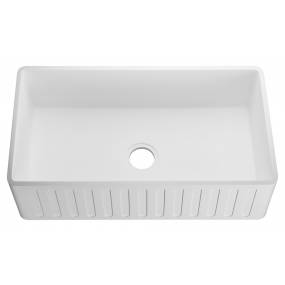 Roine Farmhouse Reversible Apron Front Solid Surface 36 in. Single Basin Kitchen Sink in White - ANZZI K-AZ226-1A