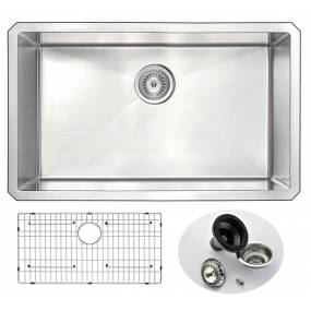 Vanguard Undermount Stainless Steel 30 in. 0-Hole Single Bowl Kitchen Sink in Brushed Satin - ANZZI K-AZ3018-1A