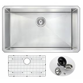 Vanguard Undermount Stainless Steel 32 in. 0-Hole Single Bowl Kitchen Sink in Brushed Satin - ANZZI K-AZ3219-1A