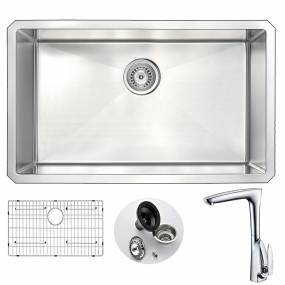 VANGUARD Undermount 30 in. Kitchen Sink with Timbre Faucet in Polished Chrome - ANZZI KAZ3018-034