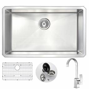 VANGUARD Undermount 30 in. Kitchen Sink with Opus Faucet in Brushed Nickel - ANZZI KAZ3018-035B