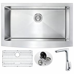 Elysian Farmhouse 36 in. Kitchen Sink with Timbre Faucet in Polished Chrome - ANZZI KAZ3620-034