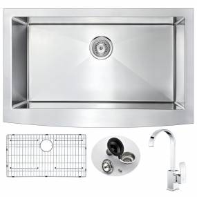 Elysian Farmhouse 36 in. Kitchen Sink with Opus Faucet in Polished Chrome - ANZZI KAZ3620-035