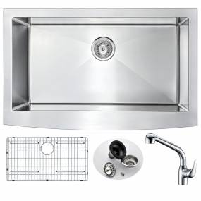 Elysian Farmhouse 36 in. Kitchen Sink with Harbour Faucet in Polished Chrome - ANZZI KAZ3620-040