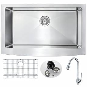 Elysian Farmhouse 36 in. Kitchen Sink with Singer Faucet in Polished Chrome - ANZZI KAZ3620-041