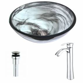 Mezzo Series Deco-Glass Vessel Sink in Slumber Wisp with Harmony Faucet in Polished Chrome - ANZZI LSAZ054-095