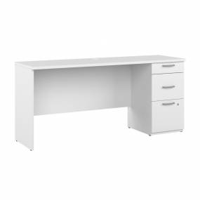 Logan 65W Computer Desk with Drawers in Pure White - Bestar 146612-000072