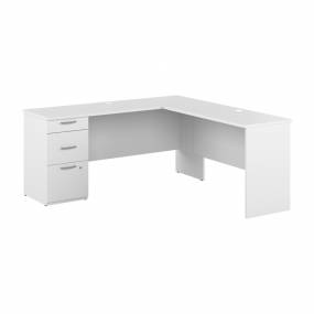 Logan 65W L Shaped Desk with Drawers in Pure White - Bestar 146852-000072