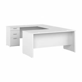 Logan 65W U Shaped Desk in Pure White - Bestar 146856-000072