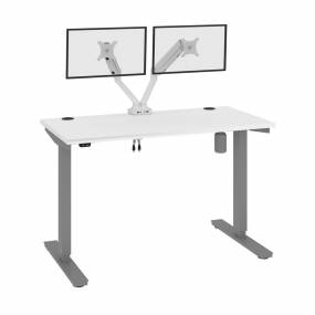Upstand 48W x 24D Standing Desk with Dual Monitor Arm in White - Bestar 175860-000017