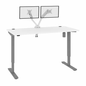 Upstand 60W x 30D Standing Desk with Dual Monitor Arm in White - Bestar 175870-000017