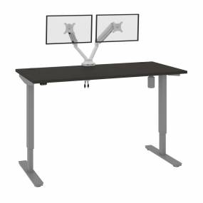Upstand 60W x 30D Standing Desk with Dual Monitor Arm in Deep Grey - Bestar 175870-000032