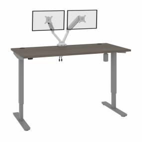 Upstand 60W x 30D Standing Desk with Dual Monitor Arm in Bark Grey - Bestar 175870-000047