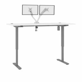 Upstand 72W x 30D Standing Desk with Dual Monitor Arm in White - Bestar 175880-000017